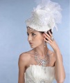 White Hat Tulle & Feather Hair Accessories