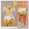 Short Sleeve Lotus Shape Dress White & Orange Anime Costumes