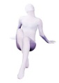 White & Light Purple Spandax & Lycra Long Sleeve Catsuit