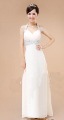 White Beading Straps Ankle-length Evening Dress
