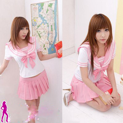 White & Pink With Bow Short Sleeve Girl Costumes