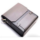With Buttons Coffee Square Shape Leather Briefcases