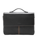 Black Leather With Logo On Laptop Bags