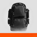 Black Leather & Nylon With Buttons Hydration Backpack