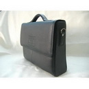 Black Rectangular Shape With Buttons Leather Briefcases