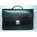 Black Rectangular Shape With Button Leather Briefcases