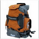 Double Shoulder Gray & Orange Nylon Laptop Backpacks