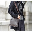 Coffee One Shoulder Square Shape Leather Briefcases