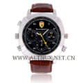 Stainless Steel With Leather Band Brown Watch