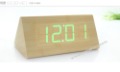 Digital Temperature Display Led Wood Alarm Clock