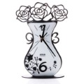 Vase Shape Plastic White & Black Table Clock