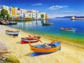 Sea and Ship Mediterranean Oil Painting