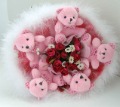 Pink Bear Red Rose Decorative Flowers For Valentine's Day / Wedding Supply