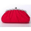 Red Satin Diamond Handbag Clutch Purse