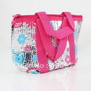 Red With Zipper Leather & Nylon Cooler Bags