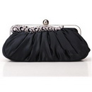 Black Satin Diamond Handbag Clutch Purse