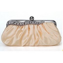 Champagne Satin Diamond Clutch Purse Evening Party Bags