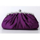 Purple Satin Diamond Handbag Clutch Purse