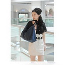 Dark Blue Leather With Zipper Cosmetic Bags & Cases