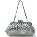 Silver PU Diamond Handbag Clutch Purse