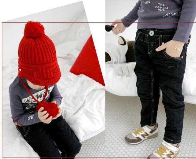 Children' Nylon Black Long New Jeans