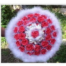 Red Rose With Bear Round Shape Flowers & Wreaths