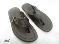 Men's Brown Genuine Leather Herringbone Baboosh Chinela Slippers