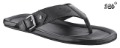 Men's Black Genuine Leather Herringbone Baboosh Chinela Slippers