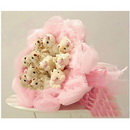 Pink With Ivory Teddy Bear Plastic Flowers & Wreaths