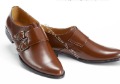 Men's Brown British Buckle Straps Leather Casual Shoes