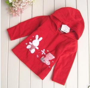 Red Children's Superhuman Embroidered Zipper-Up Coat with Cap