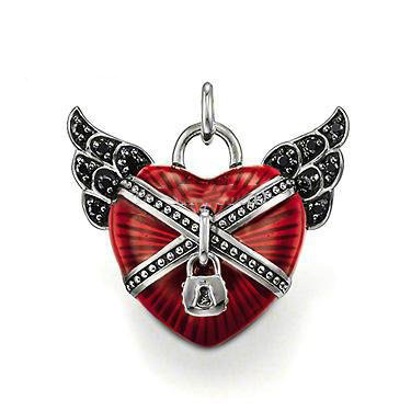 Angel Wings Red & Black Stainless Steel Pendants & Charms