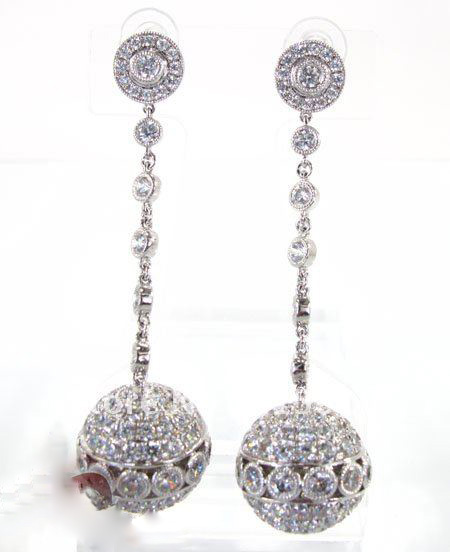 White With Diamond Small Beads Earrings