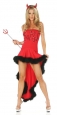 Elastic & Cotton Red Strapless Mini With A Train Halloween Costumes