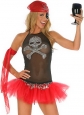 Red & Black With Skull Images On Silk & Tulle Halloween Costumes