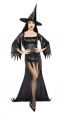 Black Hat & Dress & Waistband Leather & Cotton Halloween Costumes
