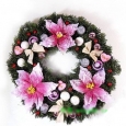Colorful Wreath With Flowers & Bows Christmas Decorations
