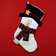 Snowman Embellishment Stocking Shape White Hanging Bag Christmas Clothing