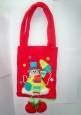 Red Long Handbag Fancy Snowman Embellishment Christmas Clothing