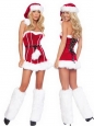 Sweetheart Sleeves Lace Up Mini Sexy Dress Christmas Clothing