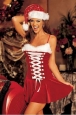 Silk & Cony Hair Spaghetti Straps Mini Dress Christmas Clothing