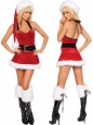Red With Black Ribbons Mini & Halter Christmas Dress