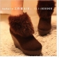 Rabbit Fur Dark Brown High Heel Shoes