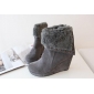 Gray With Zipper Rabbit Fur Boots