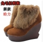Brown Rabbit Fur Cold Resistant Platform Shoes