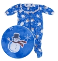 Blue Snowman Footed Pajamas Children Sleepwear