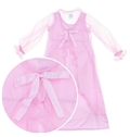 Pink & White Long Sleeves Peignoir Set Children Sleepwear