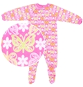 With Butterfly Footed Pink Pajamas Children Sleepwear