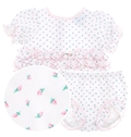 Ruffled Short Sleeves Pajamas For Infant Girls Children Sleepwear