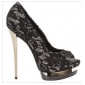 Black Lace & Elegant Waterproof High Heel Shoes